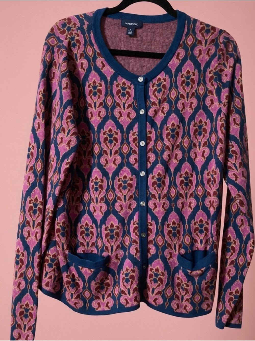 Land’s End Damask Cardigan Sweater